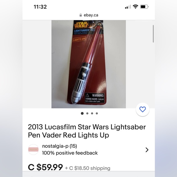 2013 Lucasfilm Star Wars Lightsaber Pen Vader Red Lights Up - Picture 4 of 4